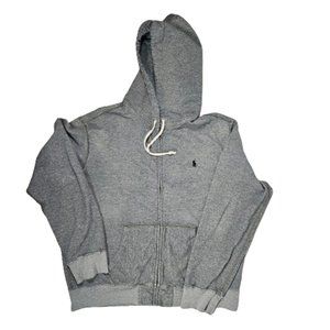 Polo by Ralph Lauren Gray Full Zip Hooded Jacket Men's Size XL Cotton FLAW
